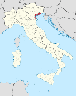 Map highlighting the location of the former province of Venice in Italy