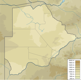 Map showing the location of Khutse Game Reserve