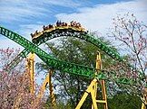 A Cheetah Hunt train cresting a hill