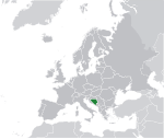 Map showing Bosnia and Herzegovina in Europe