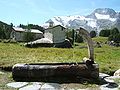 Image 53In the summers the cows are brought up to the high mountain meadows for grazing. Small summer villages such as the one shown in this photograph taken in Savoy are used. (from Alps)