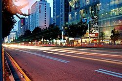 A street at night in Sinchon-dong, Seodaemun