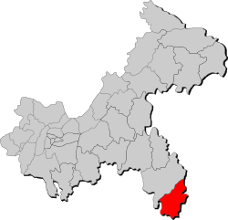 Location of Xiushan County in Chongqing