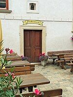 entrance to fresco hall at inner courtyard