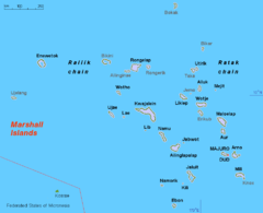 Map of the Marshall Islands showing Bikini Atoll