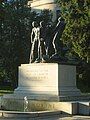 The Peirce Memorial, adjacent to the Bangor Public Library, commemorates the colorful log drivers on the Penobscot River.