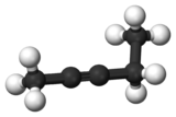 Ball-and-stick model of 2-pentyne