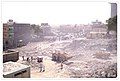 A view of the plaza left after the demolition of a group of houses.