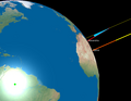 Eratosthenes' (276-194 BC) method for determining the circumference of the Earth.