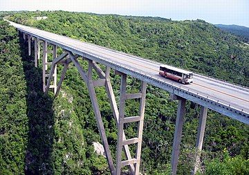 Bridge of Bacunayagua, Cuba marking the boundary between the Havana Province and Matanzas Province