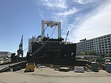 USNS T-AKR-302 Seay at the Boston Drydock for maintenance