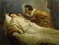 Othello with Desdemona in bed asleep by Christian Köhler (1859)