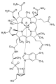 Cobalamin structure includes a corrin macrocycle.