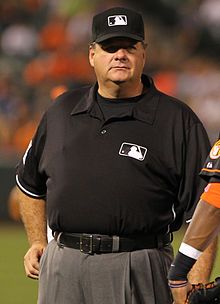 Photograph of Jerry Layne as base umpire