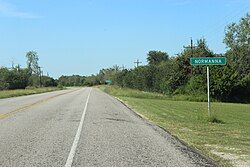 Soutbound on U.S. Route 181 entering Normanna, August 2015