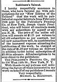 1895 announcement of "Rodkinson's Talmud" in The American Israelite