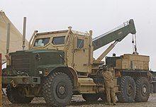 Designation for the wrecker MTVR variant is MK36, this example fitted with an armored cab