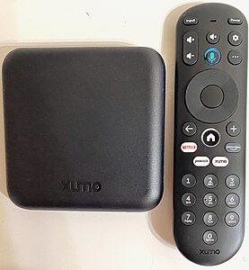 A Xumo Stream Box digital media player device, which will be distributed by Xfinity and Spectrum, along with retail stores