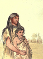 Wun-pan-to-mee (the white weasel) and Tunk-aht-oh-ye (the thunderer), Kiowa brother and sister rescued by the expedition. Shortly after this sketch was taken, the boy was killed in a stock yard accident.