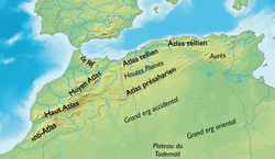 Map of the Maghreb showing the Grand Erg Occidental.