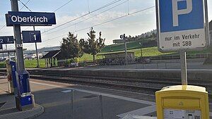 Double-track railway line with side platforms