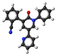 Ball-and-stick model of the perampanel molecule