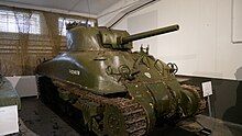 An M4 Sherman "Grizzly" variant tank at the M4 Sherman Grizzly at the Heeresgeschichtliches Museum (War History Museum) in Vienna, Austria.