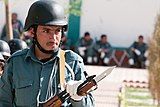 Afghan policeman with AKM and AKM Type II bayonet.