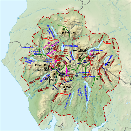 Showing pass numbers, lakes, valleys and mountains