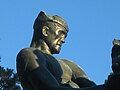 Closeup of the River Driver statue in Bangor by the sculptor Charles Tefft