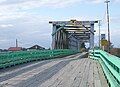 Westham Island Bridge showing its wooden truss design.