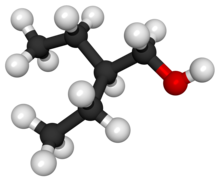 3D ball-and-stick structure of 2-ethyl-1-butanol