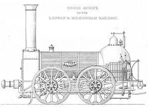 Contemporary drawing of a Bury 0-4-0 of the London and Birmingham.