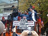 Red Sox "Rolling Rally" through the streets of Boston