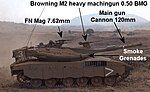 The more advanced, Merkava Mark III Baz model, with weaponry highlighted