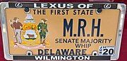 Delaware Senate Majority Whip Plate