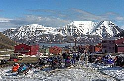 Nybyen, looking down the valley to Longyearbyen and the Adventfjorden