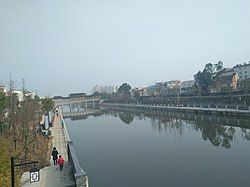 A bridge over a river in Qichun County