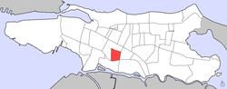 Location of Bolivar in Santurce shown in red