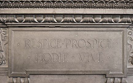 Inscription on Great Room fireplace at Willowdale Estate