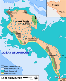 Map of the island of Noirmoutier.