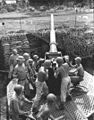 No. 2 Gun Crew, Btry D, 208th CA AA, man their 3-inch AA gun at New Fighter Strip, Dobodura, New Guinea (17 May 1943).