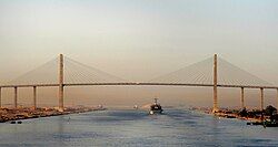 The Suez Canal Bridge in El Qantara, Egypt.