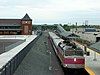 An MBTA train leaving Anderson Regional Transportation Center in 2006