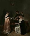 Interior with Sofie and Henriëtte Lotzen and the painter Kruseman, playing the guitar (1814)