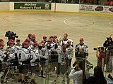 The Orangeville Northmen celebrate winning the 2008 Minto Cup