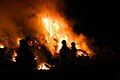 Kids playing at the Easter bonfire near Bielefeld-Quelle, Germany