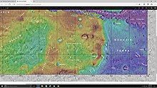 Map showing location of Her Desher Vallis and other features in the region