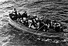 Titanic's Collapsible Boat D approaching RMS Carpathia at 7:15 am on 15 April 1912