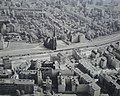 Aerial view of Bernauer Straße showing the Wall and the "Death strip" behind the Wall inside East Berlin. Just inside East Berlin is the Versöhnungskirche or Church of Reconciliation which was later demolished.